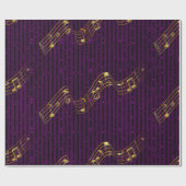 金音楽ノートの紫色のグリッターストライプなGiftWrap ラッピングペーパー (フラット)