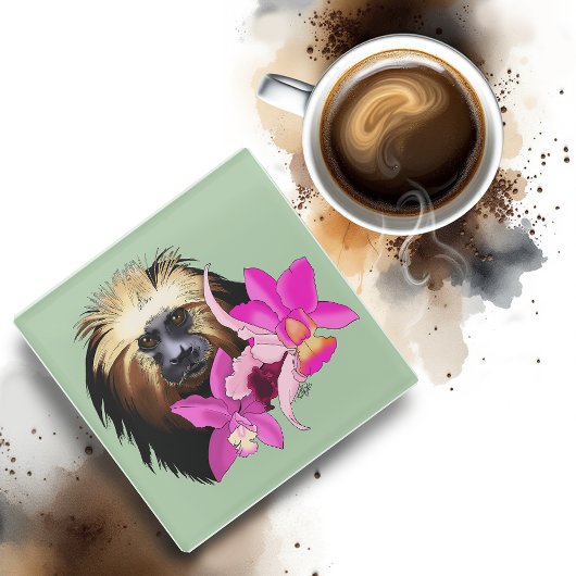 金頭のライオン・タマリン・モンキー ガラスコースター