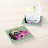 金頭のライオン・タマリン・モンキー ガラスコースター (アングル)