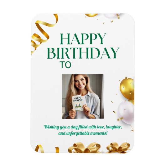 金風船の誕生日カード（プレゼントとリボン付き） マグネット (縦)