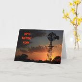 金風車のシルエットのバースデー・カード カード (黄色い花)