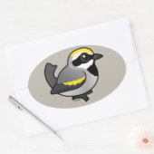 金飛んだアメリカムシクイ 楕円形シール (封筒)