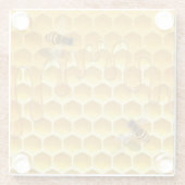 金飛んでいるのハニカムにミツバチをカスタマイズ可能 ガラスコースター (裏面)