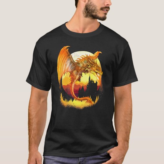 金飛んでいるのファンタジードラゴン Tシャツ (正面)