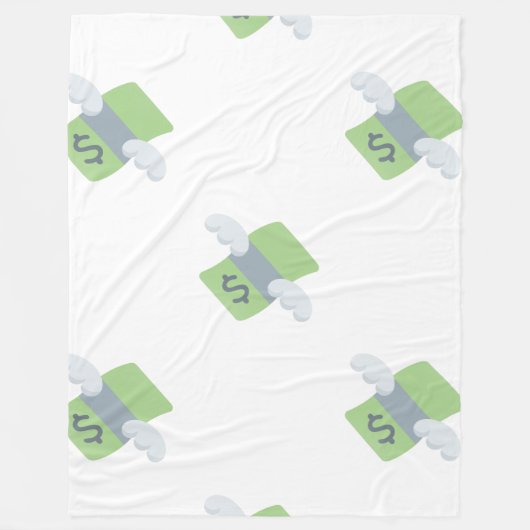 金飛んでいる絵文字 フリースブランケット (正面)