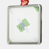 金飛んでいる絵文字 メタルオーナメント (左)