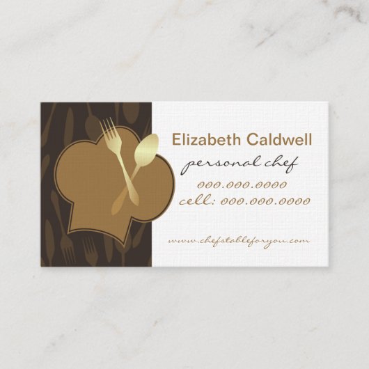 金食事用器具類及びシェフの帽子の個人的なシェフの名刺 名刺 (正面)