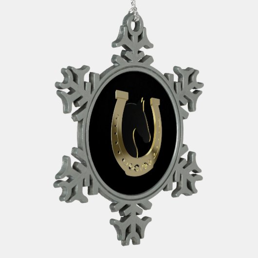 金馬蹄形 スノーフレークピューターオーナメント (左)