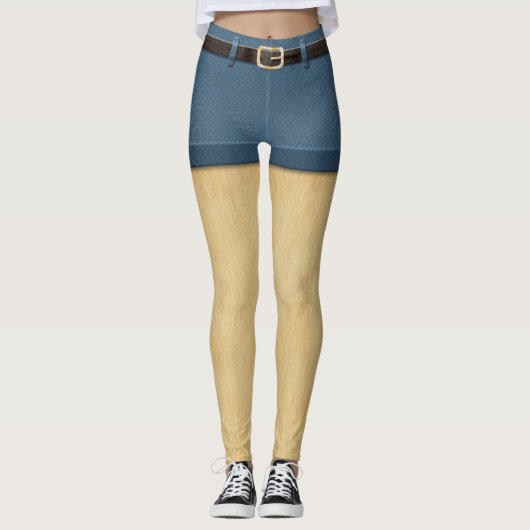 金髪おもしろいの毛皮の脚デニムショート レギンス (正面)
