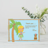 金髪のサンキューカードのかわいいルアウ（ハワイ式宴会）の女の子 サンキューカード (スタンド正面)