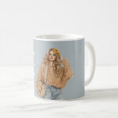 金髪のジーンズの彼女の髪の花 コーヒーマグカップ (正面右)
