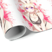 金髪のビキニの毛皮で覆われた女の子 ラッピングペーパー (ロールコーナー)