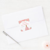 金髪のプリンセス ピンクの花の誕生日パーティー スクエアシール (封筒)
