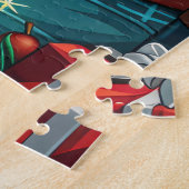 金髪のポインティンググリフォンとクリスマスプレゼント ジグソーパズル (側面)