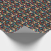 金髪のポインティンググリフォンとクリスマスプレゼント ラッピングペーパー (角)