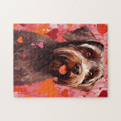 金髪のポインティンググリフォンのバレンタインの日 ジグソーパズル (横)