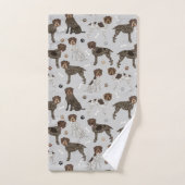 金髪のポインティンググリフォンの骨と手 バスタオルセット (ハンドタオル)