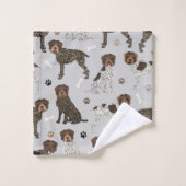 金髪のポインティンググリフォンの骨と手 バスタオルセット (ウォッシュタオル)