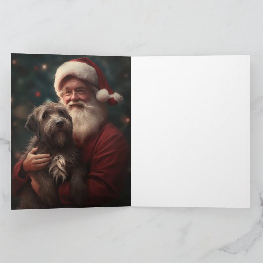 金髪のポインティンググリフォンサンタクロースのクリスマス カード (内部)