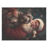 金髪のポインティンググリフォンサンタクロースのクリスマス テーブルクロス (正面(横))