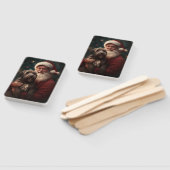 金髪のポインティンググリフォンサンタクロースのクリスマス ハンドファン (組立なし)