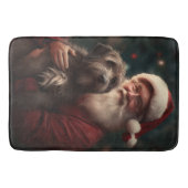 金髪のポインティンググリフォンサンタクロースのクリスマス バスマット (正面)