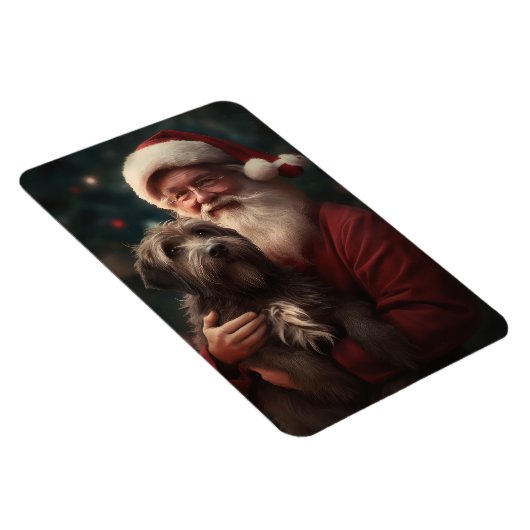 金髪のポインティンググリフォンサンタクロースのクリスマス マグネット (右側)