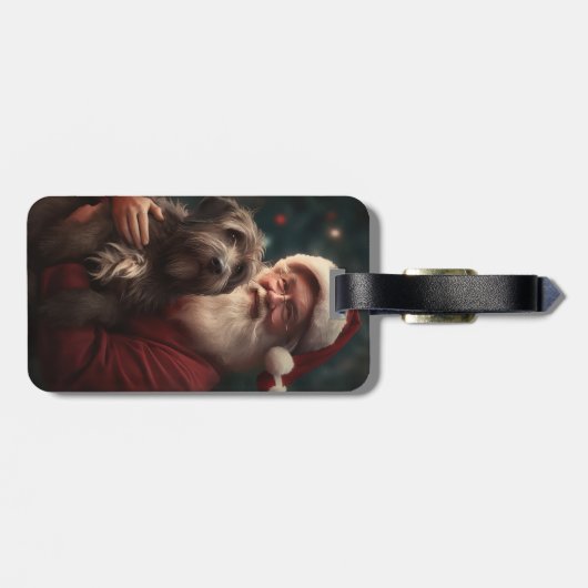金髪のポインティンググリフォンサンタクロースのクリスマス ラゲッジタグ (裏面横)