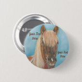 金髪のマネウマ科のート馬 缶バッジ (正面&裏面)