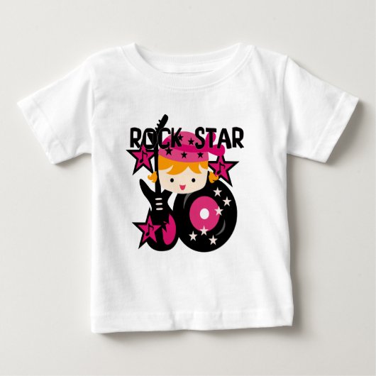 金髪のロックスターの女の子の赤ちゃんチュチュボディスーツ ベビーTシャツ (正面)