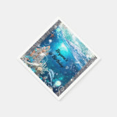 金髪の人魚ファンタジー 魔法の誕生日パーティー スタンダードカクテルナプキン (角)