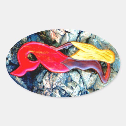 金髪の人魚 楕円形シール (正面)