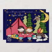 金髪の女の子の裏庭のSleepover 5x7の招待状 招待状 (正面/裏面)