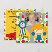 金髪の女の子を追加写真カスタマイズチアリーダー招待状 招待状 (正面/裏面)