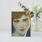 金髪の女の子（イヤリング付） ポストカード (スタンド正面)