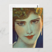 金髪の女の子（イヤリング付） ポストカード (正面/裏面)