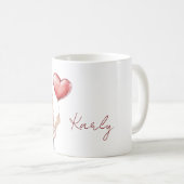 金髪の女の子 赤いハートのブラウス コーヒーマグカップ (正面右)