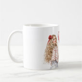 金髪の女の子 赤いハートのブラウス コーヒーマグカップ (左)