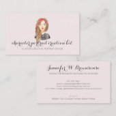 金髪の女性の肖像画のキャラクター　茶色の目 名刺 (正面/裏面)