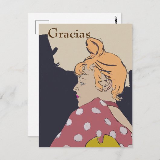 金髪の女性、 グラシアス、変更テキスト ポストカード (正面/裏面)