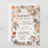 金髪の妖精の1歳の誕生日　魔法の森 招待状 (正面)