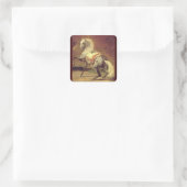 金髪の灰色の馬、黄色の茶色 スクエアシール (バッグ)