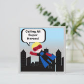 金髪の男の子の英雄の誕生日の招待状 招待状 (スタンド正面)