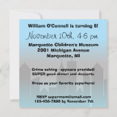 金髪の男の子の英雄の誕生日の招待状 招待状 (裏面)