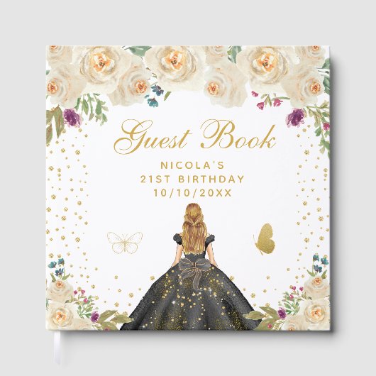 金髪の花のプリンセスの誕生日パーティー ゲストブック (正面)