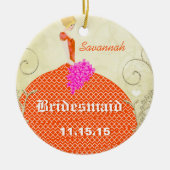 金髪の花嫁メイドがオレンジとピンクを好む セラミックオーナメント (正面)