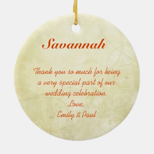 金髪の花嫁メイドがオレンジとピンクを好む セラミックオーナメント (裏面)