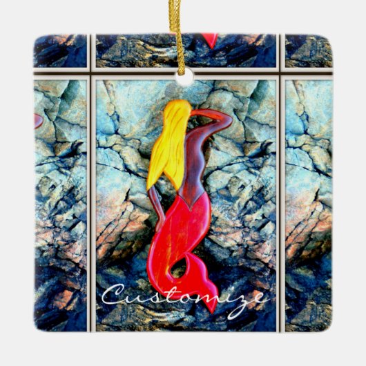 金髪の赤尾の人魚 セラミックオーナメント (正面)