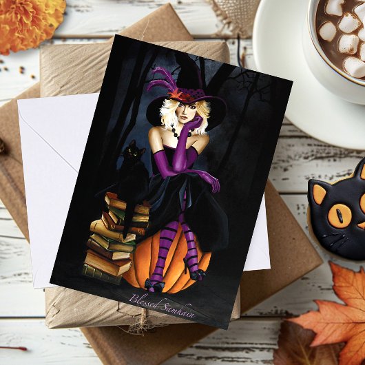 金髪の魔女のパンプキン パープル カード