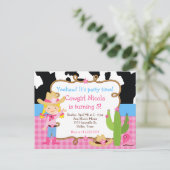 金髪カウガール西部風誕生日パーティー ポストカード (スタンド正面)